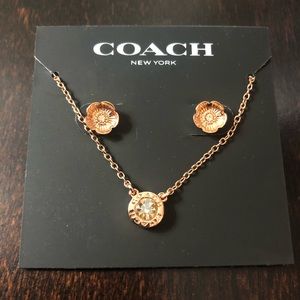 Coach Rose gold earrings and necklace set